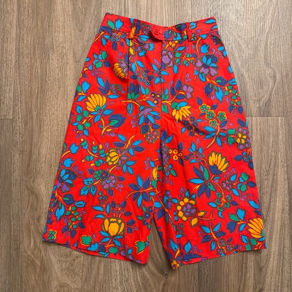 Vintage YSL size 36 Vibrant Floral Red Shorts
